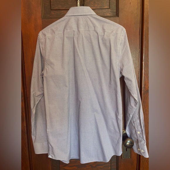Banana Republic non-iron slim fit blue/gray checkered dress shirt small - Picture 4 of 7